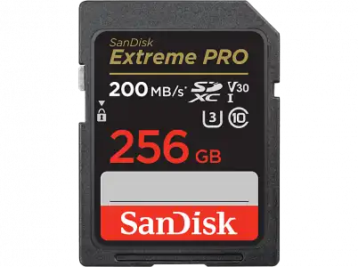 Tarjeta SDXC - SanDisk Extreme PRO, 256 GB, Hasta 200 MB/s lectura, U3, V30, Clase 10, Vídeo 4K UHD, Negro