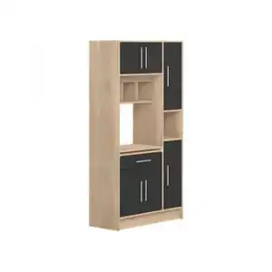 Aparador De Cocina Mady 1 Cajón 91x40x180 Cm Color Negro, Color Natural Claro Venta-unica