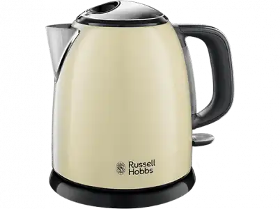 Hervidor de agua - Russel Hobbs Colours Plus+ Cream Mini, 1 l, 2400 W, Acero inoxidable, Filtro antical, Crema