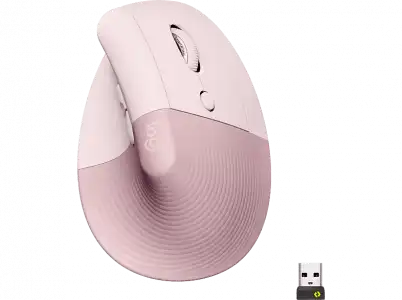 Ratón - Logitech Lift Vertical Ergonómico, Inalámbrico, 4000 ppp, Rosa