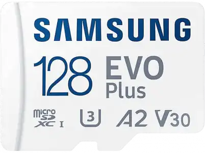 Tarjeta Micro SDXC - Samsung Evo Plus MB-MC128KA/EU, 128 GB, Clase 10, V30. UHS-I, Lectura 130 MB/s, Blanco