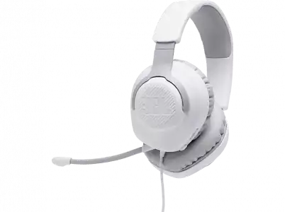 Auriculares gaming - JBL Quantum 100, De diadema, Con cable, Multiplataforma, Micrófono extraíble, Blanco