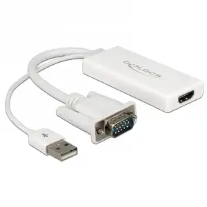 Delock Adaptador VGA a HDMI con Audio Blanco