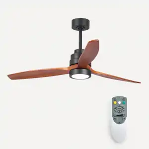 El Corte Inglés - Ventilador De Techo Con Luz LED Negro Y Madera Son Bou Motor DC