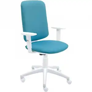 La Silla de Claudia Eve Silla de Oficina Blanca Giratoria Tapizada con Reposabrazos Regulables Turquesa