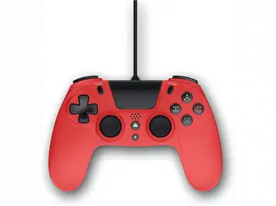 Mando - Gioteck VX4, Para PS4 o PC, Con cable, Ergonómico, Rojo