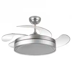 Fabrilamp Criador Ventilador de Techo con Luz LED Motor DC y Aspas Retráctiles Níquel