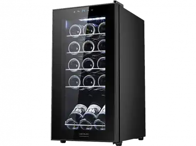 Vinoteca - Cecotec GrandSommelier 15000 Black Compressor, 15 botellas, 5 estantes, LED, Silencioso, 69 cm,