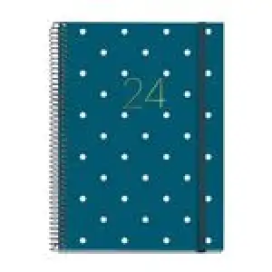 Agenda anual 2024 Miquelrius Plus semana vista espiral Polka Dots - catalán