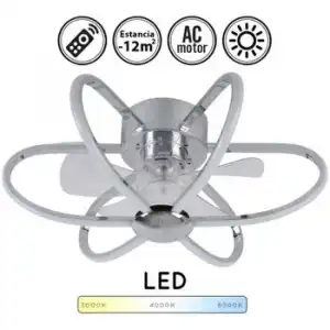 Ventilador Ac Jura Cromo, 5 Aspas, 74w Led 3000-6500k