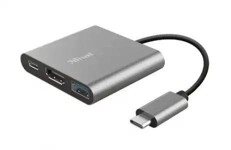 Adaptador HUB 3 en 1 Trust Dalyx USB-C a USB-C, USB 3.0, HDMI