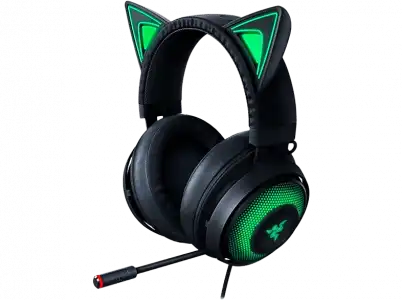 Auriculares gaming - Razer Kraken Kitty Edition, Micrófono, Iluminación RGB reactiva, Cancelación Activa de ruido, Negro