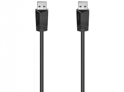 Cable USB - Hama 00200601, 1.5 m, De USB-A a USB-A, 2.0, 480 MBit/s, Doble protección, Negro