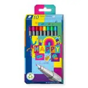 Caja 10 Rotuladores STAEDTLER Fineliner Triplus Happy 334