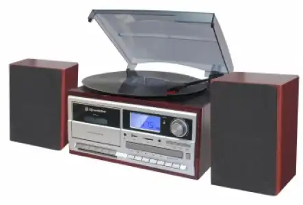 Equipo De Sonido Roadstar Hif-8892 Hecho En Madera Con Tocadiscos Para 33/45/78 Rpm, Bluetooth, Cd, Cassette Y Radio Fm/dab Estilo Retro Vintage