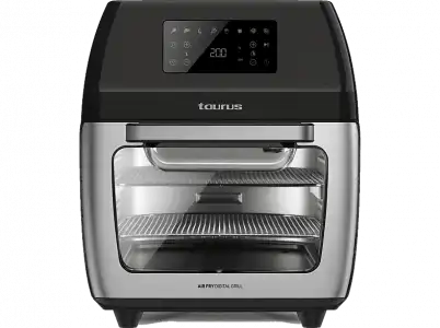 Freidora - Taurus AF1700DX, 1700 W, 12 l, 8 Programas, Puerta transparente, Circulación del aire 360º, Negro