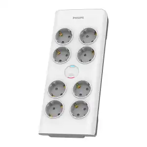 Philips - Regleta De Protección SPN7080WA, 8 Enchufes