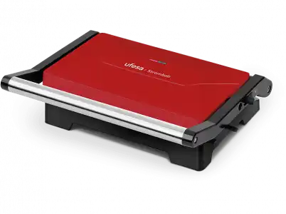 Sandwichera - Ufesa Stromboli, 1000 W, Placas antiadherentes, Rojo y negro