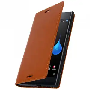 Avizar Funda de Cuero Billetera Camel para Sony Xperia XZ Premium