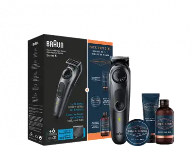 Barbero - Braun Series 5 BT5450 + Pack King C.Gillette, Autonomía 100 min, 40 Ajustes de longitud, 3 Peines