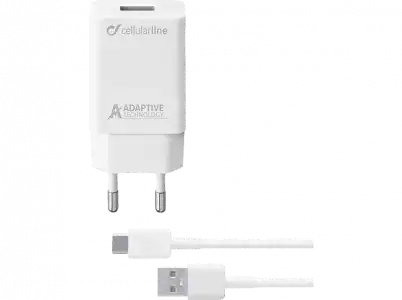 Cargador - CellularLine ACHSMKIT15WMUSBW, USB C, Universal, 15 W, 1 metro, Blanco