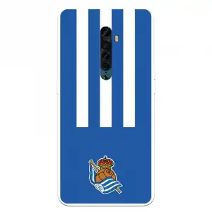 Funda Para Oppo Reno2 Del Real Sociedad De Fútbol Real Rayas Verticales - Licencia Oficial Real Sociedad De Fútbol