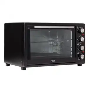 Horno Convección Sobremesa, 45 L, Acero Inox, Asador Giratorio Pollo, Temporizador, Ajuste Temperatura Negro 2000w Adler Ad6010