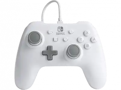 Mando - PowerA NSW Wired Controller, Para Nintendo Switch, Cable USB, Ergonómico, Blanco