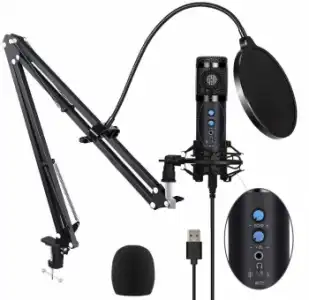 Micrófono Profesional De Condensador Cardioide Para Ordenador Pc Estudio Por Usb