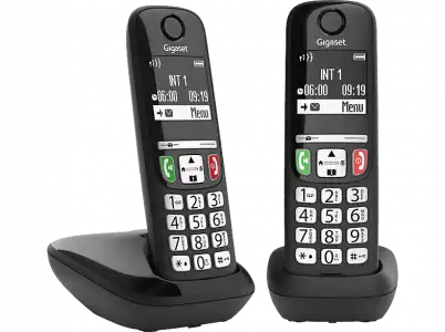 Teléfono - GIGASET E270, Duo, 100 contactos, Bloqueo de números, Compatible con ayudas auditivas, Negro