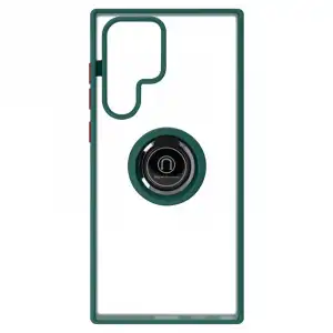 Carcasa Samsung Galaxy S22 Ultra Bimaterial Anillo Metálico Soporte Vídeo Verde