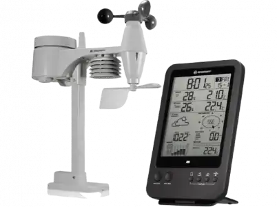 Estación meteorológica - Bresser Weather Center 5 en 1 7002510, Mide la temperatura y humedad, Negro