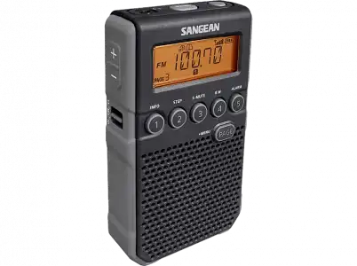 Radio portátil - Sangean DT-800, 1 W, AM/FM, 40 presintonías, Negro