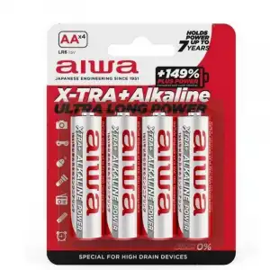 Aiwa X-TRA+Alcaline Pack de Pilas Alcalinas AA LR06 1.5V 4 Unidades