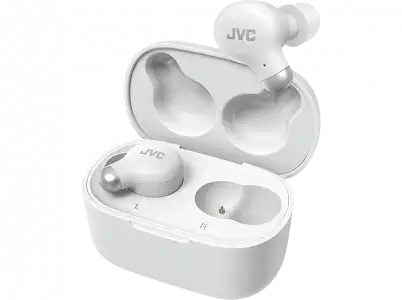 Auriculares True Wireless - JVC HA-A25TBNE, Cancelación ruido, Autonomía 28 h, Micrófono, Blanco