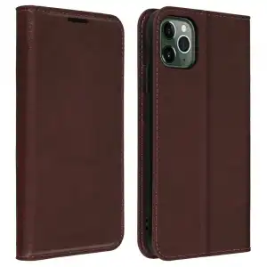 Avizar Funda de Piel Auténtica Marrón para Apple iPhone 11 Pro Max