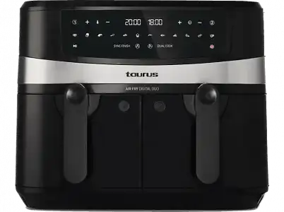 Freidora de aire - Taurus AF2600D, 9 L, 2 Recetas a la vez, 2600 W, 12 Programas, Negro