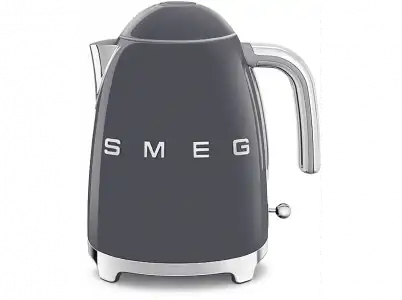 Hervidor de agua - Smeg KLF03GREU, 1.7 l, Retro, 2400 W, Con cable, Acero inoxidable, Rotación 360º, Gris