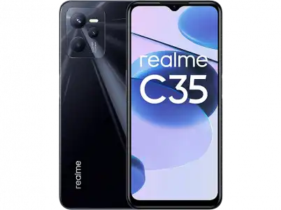 Móvil - realme C35, Glowing Black, 128 GB, 4 GB RAM, 6.6" FHD+, Unisoc T616, 5000 mAh, Android 11