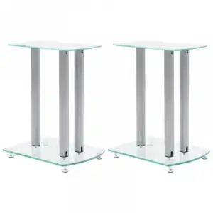 VidaXL Set de 2 Soportes para Altavoz Cristal Transparente/Plata