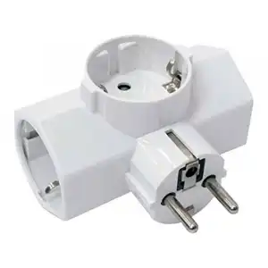 Adaptador triple schuko EUROBRIC salida lateral