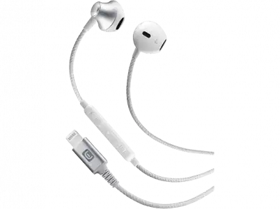 Auriculares de botón - CellularLine STUNT, Con micrófono, Para iPhone, Conexión Lightning, Blanco