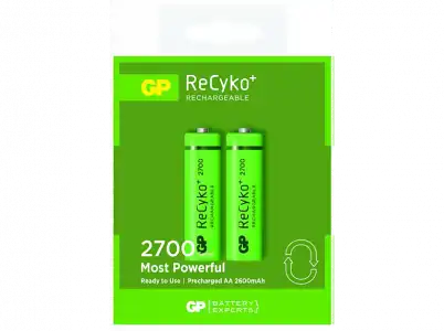 Pilas recargables - GP Batteries ReCyko+, AA, NiMH, 2600 mAh, 1.2V, Verde