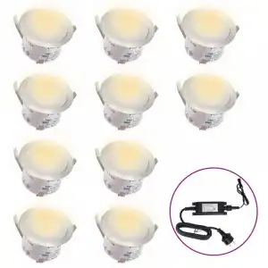 VidaXL Pack 10 Focos LED de Suelo Blanco Cálido