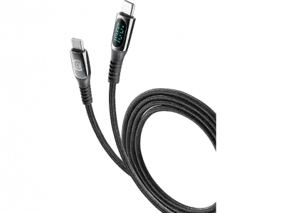 Cable USB - CellularLine USBDATADISC2CTAB2K, Con pantalla, USB-C a USB-C, 2 m, 100 W, Negro