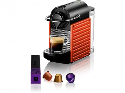 Cafetera de cápsulas - Nespresso®Krups Pixie XN3045, 19 bares, 0.70L, Espresso, Lungo, 12 cápsulas, Rojo