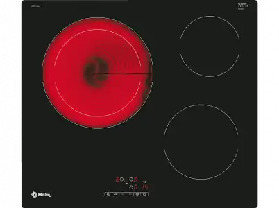 Encimera - Balay 3EB715ER, Vitrocerámica, Eléctrica, Eléctrico, 3 zonas, 28 cm, Negro