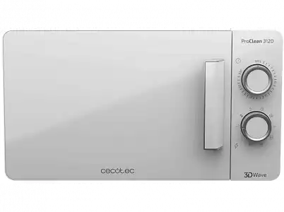 Microondas - Cecotec Proclean 3120, Con grill, 700 W, 20 L, 6 potencias, Descongela, Blanco