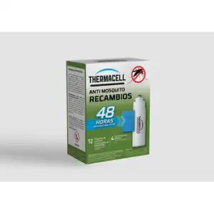 Recambio Thermacell Anti Mosquito, Pack De 48 Horas De Protección; Incluye 12 Pastillas Con Repelente, 4 Cartuchos De Gas; Compatible Con Todos Los