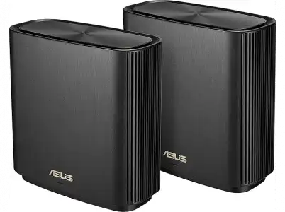 Router inalámbrico - ASUS ZenWiFi AX, 2 unidades, Tribanda, 2.4-5 GHz, 802.11ax, 1000 Mbit/s, WiFi 6, Negro